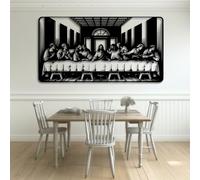 Modern Minimalist Metal Wall Art Jesus Last Supper,Leonardo Da Vinci Artwork, The Last Supper Wall Decor, Religious,Christian Wall Decor for Dining Room, Living Room, Bedroom (Black,19" W x 10" H)
