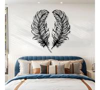 Modern Minimalist Metal Wall Art The Devil's Feathers Wall Decor, Feather,Set of 2, Boho Feather Wall Decor, Farmhouse,Living Room Decor, Housewarming Gifts (Black, 24"x22" | 60x55cm)