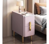 Modern Minimalist Narrow Side Table - Slim Nightstand with Double Drawer Storage - Multifunctional End Table for Bedroom Living Room & Office - Slate Finish