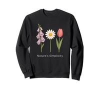 Modern Minimalist Nature Art Tee Foxglove Daisy Tulip Floral Sweatshirt
