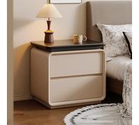 Modern Minimalist Nightstand, Solid Wood Construction, Invisible Handle Design, Ideal for Bedrooms and Living Rooms