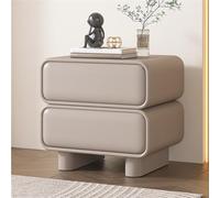 Modern Minimalist Nightstand with 2 Drawers, Luxurious Faux Leather Side Table, Solid Wood, No Assembly Required, Stylish Storage Cabinet for Living Room