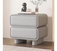 Modern Minimalist Nightstand with 2 Drawers, No Assembly Required, Solid Wood Luxury Faux Leather Side Table for Living Room Storage and Decor.