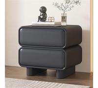Modern Minimalist Nightstand with 2 Drawers, No Assembly Required, Solid Wood Luxury Faux Leather Side Table for Living Room Storage and Decor