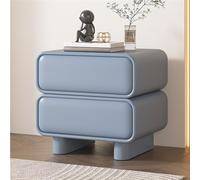 Modern Minimalist Nightstand with 2 Drawers, No Assembly Required, Solid Wood Storage Cabinet, Luxurious Faux Leather Side Table for Living Room