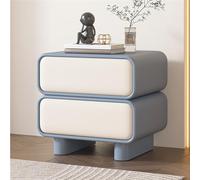 Modern Minimalist Nightstand with 2 Drawers, No Assembly Required, Solid Wood Storage Cabinet, Luxurious Faux Leather Side Table for Living Room