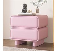 Modern Minimalist Nightstand with 2 Drawers, No Assembly Required, Solid Wood Storage Cabinet, Luxury Faux Leather Side Table for Living Room