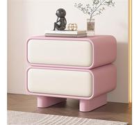 Modern Minimalist Nightstand with 2 Drawers, Solid Wood, No Assembly Required, Luxurious Faux Leather Side Table for Living Room Storage