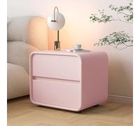 Modern Minimalist Nightstand with PU Leather, Solid Wood Frame, 2 Drawers, No Assembly Required, Bedroom Living Room End Table