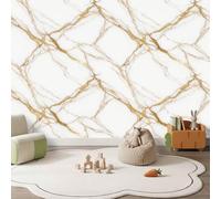 Modern Minimalist Non Woven Photo Wallpaper, 250 x 175 cm Marble Patterns Geometric Shapes Lines Wallpaper Wall Mural, White Wall Murals Easy to Apply Covering for Living Room Bedroom Office Kitchen