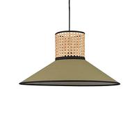 Modern Minimalist Rattan Pendant Lamp - Japanese Bamboo Lighting Fixture for Restaurants & Cafes E27 Vintage Design Natural Wicker Finish 40cm Green Stylish Home Decor.
