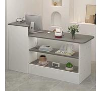 Modern Minimalist Recept Desk with Open Shelves Front Office Counter Height Adjustable Left Right Shelves 160cm 62.9in Slish Recept Fur for Offices