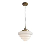 Modern Minimalist Restaurant Light Copper Art Ceiling Single Head E26/E27 Chaner Kitchen Island Brass Cream Wind Glass Retro Entry Porch Hanging Lamp Lighting/Type B