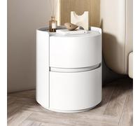 Modern Minimalist Round Nightnd Solid Wood Bedside Table with Ders Slish Sto Solut for Bedroom White h Contemporary Home Decor Accent