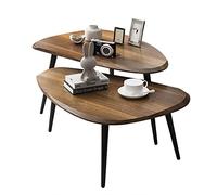 Modern Minimalist Scandinavian Style Walnut Wood Coffee Table Set for Living Room and Bedroom Creative Irregular Design Ideal for Sofa Side Bedside and Balcony Includes Cocktail Table Compo