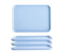 Modern Minimalist Serving Tray, 22.5×31cm Wheat Straw Serving Trays Set of 4, Wheat Straw + PP, Durable, Durable Stackable Tray for Coffee, Tea, Snacks, Breakfast, Hotel and Kitchen Use (Blue)