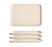Modern Minimalist Serving Tray, 22.5×31cm Wheat Straw Serving Trays Set of 4, Wheat Straw + PP, Durable, Durable Stackable Tray for Coffee, Tea, Snacks, Breakfast, Hotel and Kitchen Use (Beige)