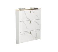 Modern Minimalist Shoe Storage Cabinet Narrow Hiddenwith 3 Pull-Out Drawers for Hallways Closets Living Rooms - White Shoe Rack Solution