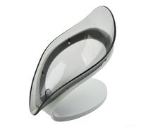 Modern Minimalist Soap Dish Holder with Self Draining Tray and Strong Silicone Suction Cup for Bathroom Shower Sink Use (Grey)