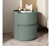 Modern Minimalist Solid Wood Comodino with Round Mini Chest for Bedroom - Stylish Faux Fur Accent Perfect for Small Spaces and Storage Solutions