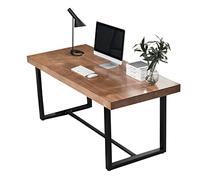Modern Minimalist Solid Wood Desk for Home Office Sturdy Metal Frame Study Table & Conference/Dining Table 55.1x27.6x29.5 Inch Stylish & Furniture