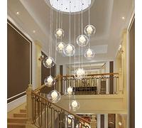 Modern Minimalist Staircase Lamp 18 Lights Art Living Room Chandelier Villa Duplex Rotating Staircase Long Chandelier Colorful Glass Ball Ceiling Lamp G4 (Color : Clear)