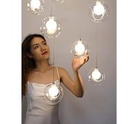 Modern Minimalist Staircase Lamp Multi Glass Ball Art Living Room Chandelier Villa Duplex Rotating Staircase Long Chandelier clear Glass Ball (Size : 10 balls)