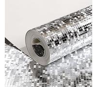 Modern Minimalist Thick Silver Foil Mini Mosaic Flicker Wall Paper Roll/Hotel Ceiling/Decorative/Bar/Tv Background Wallpaper Roll Silver Non-Pasted 1.73' W x 32.8' L