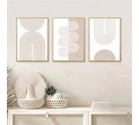 Modern Minimalist Wall Art Geometric Beige Boho Line Canvas Painting Bohemian Poster Prints Pictures Living Room Decor 70x100cmx3 No frame