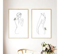 Modern Minimalist Wall Art Pictures Woman Line Aesthetics Posters Prints Abstract Canvas Painting Bedroom Living Room Decor 40x60cmx2 Unframed