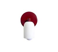 Modern Minimalist Wall Sconce, Multi-Color Iron Base, Frosted Dome Glass Shade, 7W E27 Led Light for Bedroom, Study Room, Hallway, Bedside Accent Lighting Home Decor.(Black)/Red
