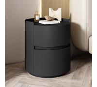 Modern Minimalist White Round Solid Wood Nightstand - Stylish Compact Side Table with Storage Drawers for Bedroom Chic Mini Chest of Drawers Space-Saving Design.