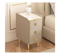 Modern Minimalist with 3 Ders - Solid Wood & Faux Marble Top - Small Bedroom Sto Cabinet - Khaki 40cm Bedside Table for Interiors