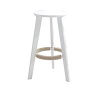 modern minimalist Wooden Round bar stool front desk retro Dining Chairs high stool for Kitchen, Dining Room, Living Room, Balcony, Study,Cafe white,Sitting height:58cm