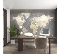 Modern Minimalist World Map Wallpaper Industrial Style Theme Hotel Room Grey Wall Cloth Office Wallpaper Atmos 3d wallpaper paste living room the Home Restaurant wall for bedroom Mural-200cm×140cm