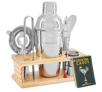 Modern Mixology 8-Piece Cocktail Making Set - Silver Stainless Steel Bar Tool Set with Stand