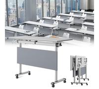 Modern Mobile Conference Room Table with Silent Wheels Adjustable Height Ideal for Office Boardroom Meetings Collaborative Spaces Easy Mobility Durable Design