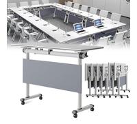 Modern Mobile Conference Table Large Folding Rectangular Meeting Table for Contemporary Office Spaces Ideal for Meetings and Collaborations
