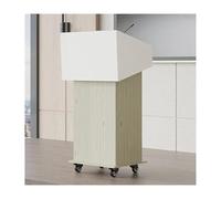 Modern Mobile Podium Stand with Storage Shelf - Multi-Function Pulpit, Wheeled Lectern for Presentations