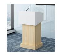 Modern Mobile Podium Stand with Storage Shelf - Multi-Function Pulpit, Wheeled Lectern for Presentations