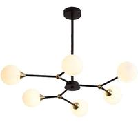 Modern Molecular Chandelier,6 Light Magic Bean Pendant Light Black with Glass Globes V-intage Ceiling Light Fixtures,Indoor Lighting