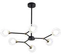 Modern Molecular Chandelier,6 Light Magic Bean Pendant Light Black with Glass Globes V-intage Ceiling Light Fixtures,Indoor Lighting