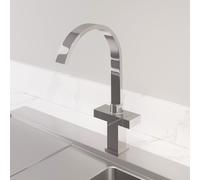 Modern Mono Kitchen Mixer Tap Square Swivel Spout Twin Controls Chrome Faucet