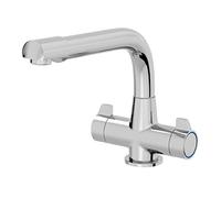 Modern Mono Kitchen Sink Mixer Tap Swivel Spout Chrome Twin Handle Control