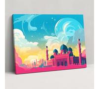 Modern Mosque Wall Art - Mosque, Pop Art Inspired Illustration, Mosque, Contemporary Flair, 18" x 12"