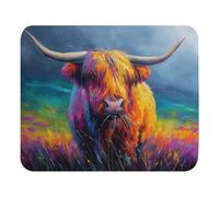Modern Mouse Pad Colorful Hairy Cow Eating Grass Office Mousepad Keyboard Pad 25x30cm for Gamer,Laptop,Office