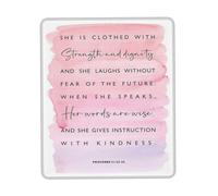 Modern Mouse Pad, Inspirational She is Clothed with Strength Verse Mouse Mat Multifunctional Desk Pad 25X30cm for PC Gamer Studying