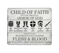 Modern Mouse Pad, Put On The Full Armor of God Quote Scripture Child of Faith Office Mousepad Washable Desk Pad 25X30cm for Office PC Gamer
