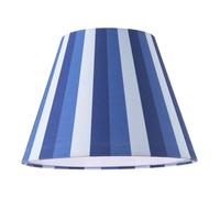 Modern Multi Blue Tone Striped Linen Fabric Coolie Lamp Shade with White Cotton Inner Lining | 18cm x 25cm | for Ceiling Pendant or Lamp by Happy Homewares