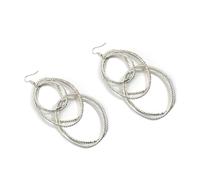 Modern Multi Hoop Earrings Triple Layer Copper Jewelry Lightweight Dangle Accessories For Women Sensitive Ears Three Layer Geometric Dangle Earrings